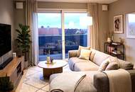 Dachgeschosswohnung in Niedrigenergiebauweise und 23m² Terrasse mit spektakulärem Fernblick.