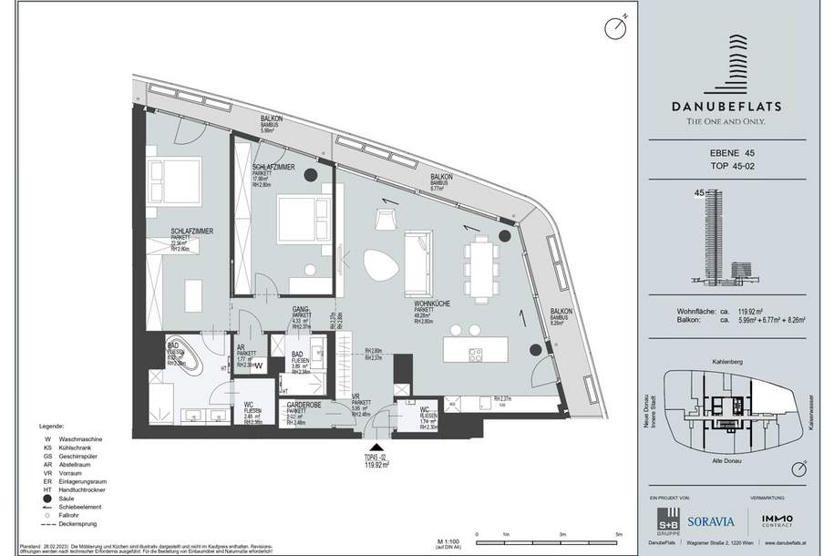 DANUBEFLATS: Infrastructure without borders, pleasure at its finest, Wohnung-kauf, 1.750.000,€, 1220 Wien 22., Donaustadt