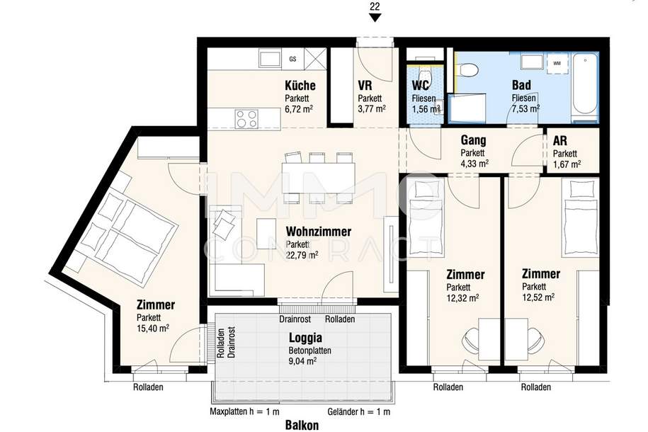 4-Zimmerwohnung, perfekt aufgeteilt! provisionsfrei!, Wohnung-kauf, 428.000,€, 2326 Bruck an der Leitha