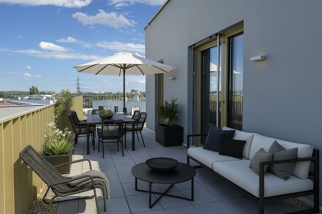 Neu und provisionsfrei! 3 Zimmer Wohnung mit Dachterrasse und Ausblick: Hirschfeld