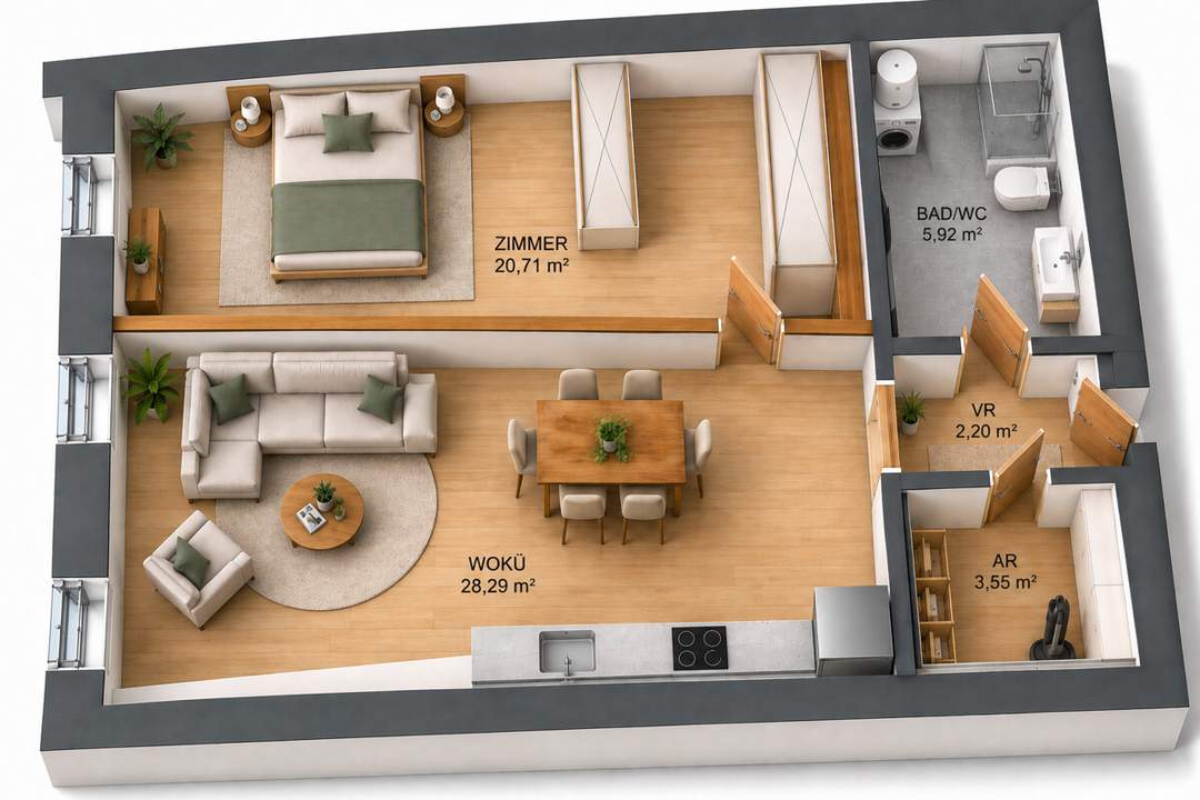 2-Zimmer-Wohnung in zentraler Lage mit Garagenplatz