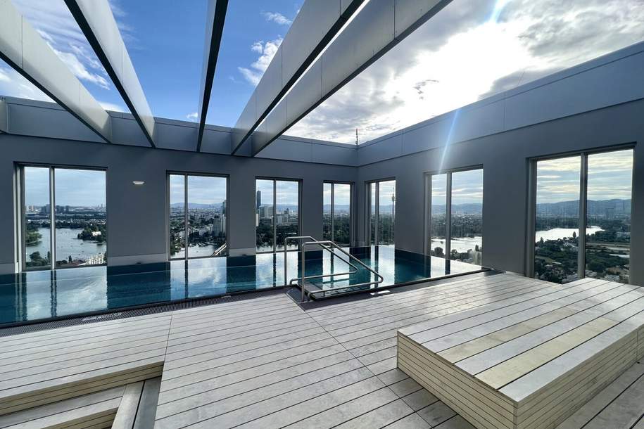 U-Bahn U1 Kagran - Sauna - Loggia - Fitnessraum - Deckenkühlung - Pool am Dach, Wohnung-miete, 1.349,00,€, 1220 Wien 22., Donaustadt