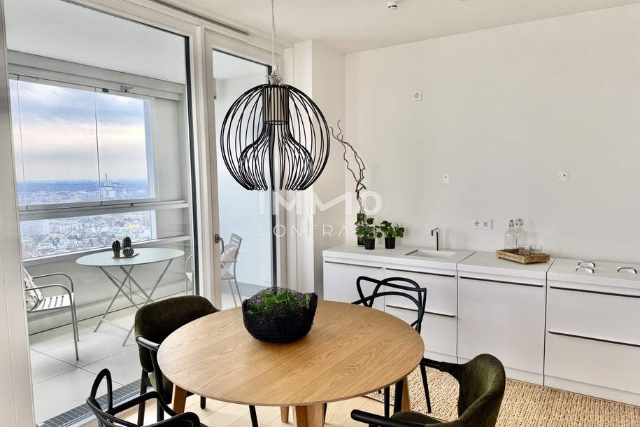 32. Etage: Luxus Wohnen hoch über der Skyline: Donauzentrum und U1 Kagran, Wohnung-kauf, 435.000,€, 1220 Wien 22., Donaustadt