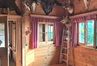 Schörfling am Attersee: Baugrundstück mit Holzblockhaus in erhabener Lage mit Fernsicht!