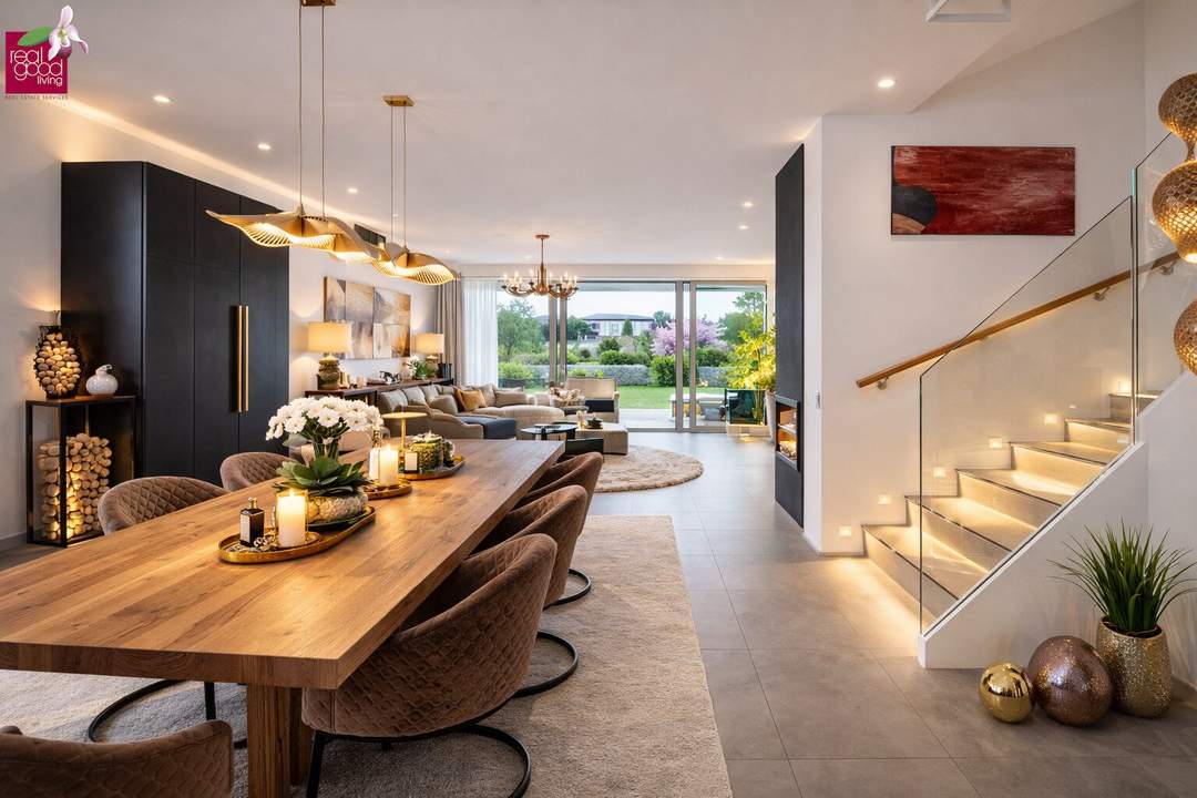 Möbliertes Designer-Doppelhaus mit Spa & Pool nahe Wien