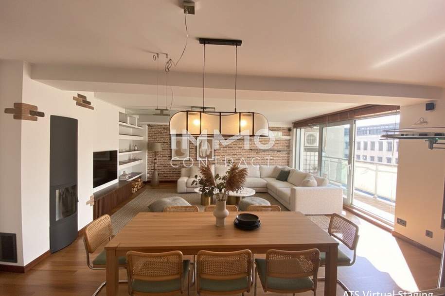 Exklusive 4-Zi-Terrassenwohnung 120m², Balkon, Kamin, Einbauküche, 1040 Wien mieten!, Wohnung-miete, 2.400,00,€, 1040 Wien 4., Wieden