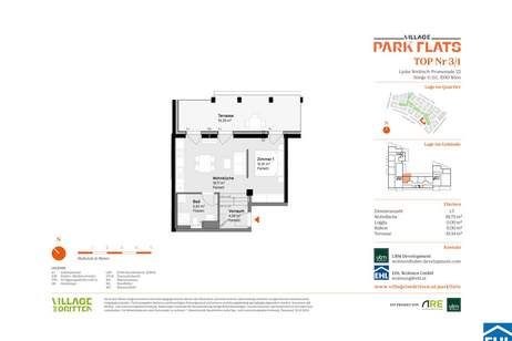 Anlage mit Potenzial: Modernes Wohnen in den PARK FLATS im 3. Bezirk, Wohnung-kauf, 245.000,€, 1030 Wien 3., Landstraße