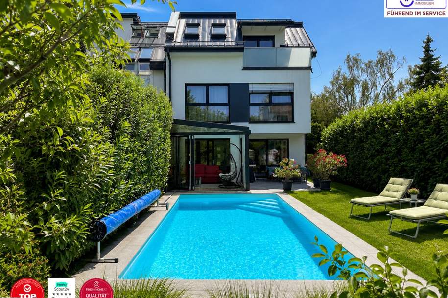 Moderne Designvilla mit Pool, Wintergarten, Kamin - Massivbau in Toplage mit perfekter Anbindung an die U6 (550 m) und Badner Bahn (350 m), Haus-kauf, 1.948.000,€, 1120 Wien 12., Meidling