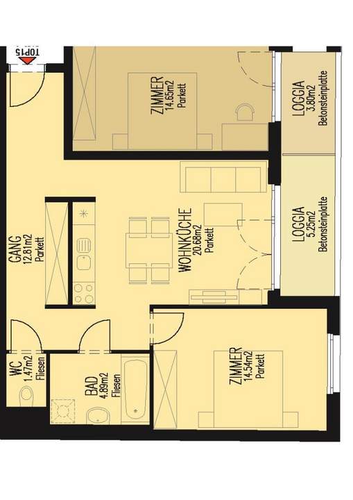 2-Zimmerwohnung Neubau inkl. Küche, Loggia Außenfläche und Kellerabteil vorhanden, U1 Kagraner Platz in Gehweite und ruhig gelegen / W190 T15