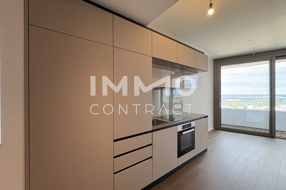 DANUBEFLATS: Sonniges Studio mit Balkon und Rundumblick (Gym, Pool, Spa, Lounges im Turm) - NEW, Wohnung-miete, 1.195,76,€, 1220 Wien 22., Donaustadt