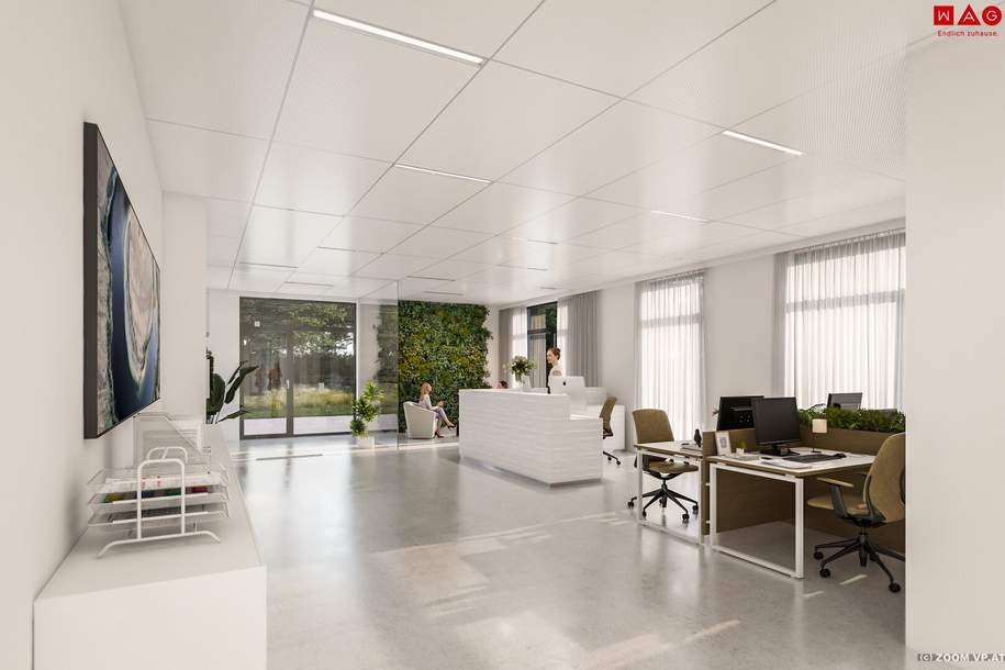 191,49 m² Büro-/Ordinations- u. Geschäftsflächen auf einer Ebene mit flexiblen Ausbaumöglichkeiten direkt an der Salzburger Straße, Gewerbeobjekt-miete, 2.297,88,€, 4060 Linz-Land
