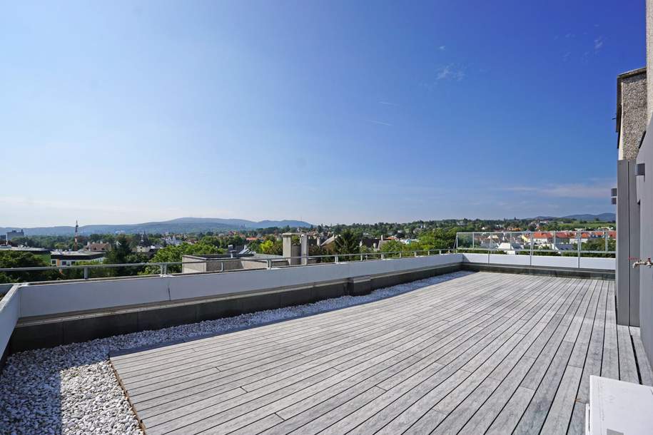 Penthouse-Wohnung | 131 m² Wfl. | 80 m² Dachterrasse mit 270°-Ausblick | PKW-Stellplatz | riesiger Gemeinschaftsgarten | im Zentrum, Wohnung-kauf, 790.000,€, 2345 Mödling