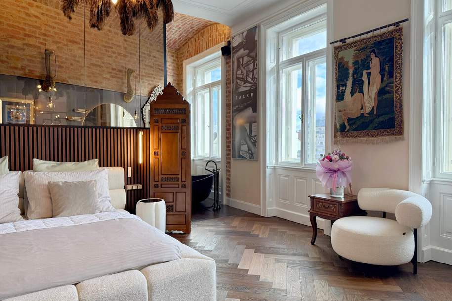 The essence of Vienna - Exklusives Altbaujuwel am Naschmarkt – 167 m² zeitlose Eleganz, Blick auf Wiens neuen Naschpark, Wohnung-kauf, 1.690.000,€, 1060 Wien 6., Mariahilf