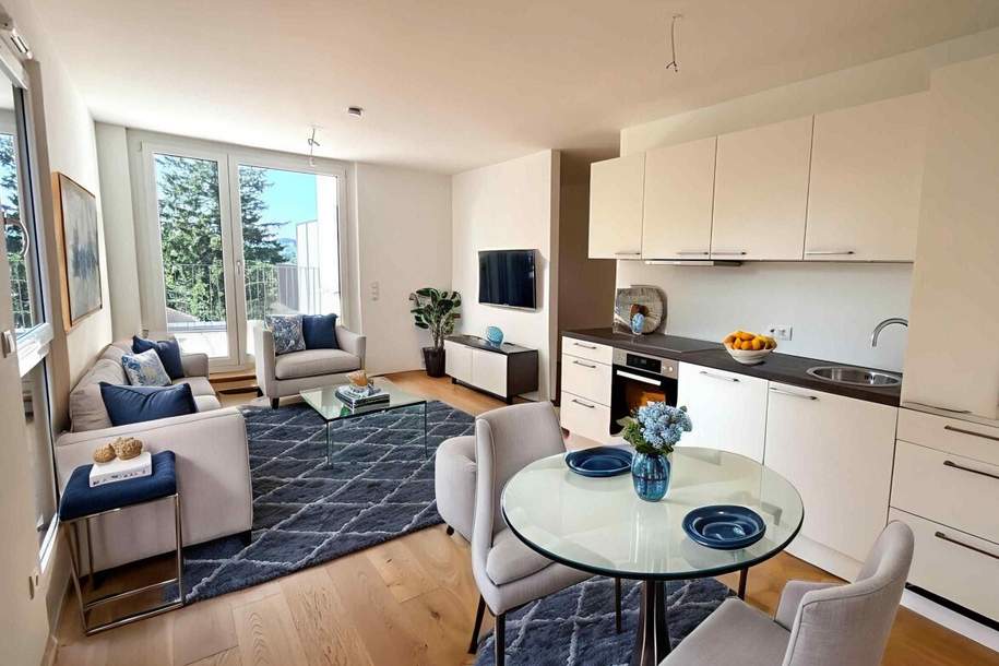 PROVISIONSFREI! Exklusives Wohnerlebnis am Flötzersteig, 1140: Entzückendes 2-Zimmer DG mit schöner Terrasse! ERSTBEZUG!, Wohnung-kauf, 465.000,€, 1140 Wien 14., Penzing