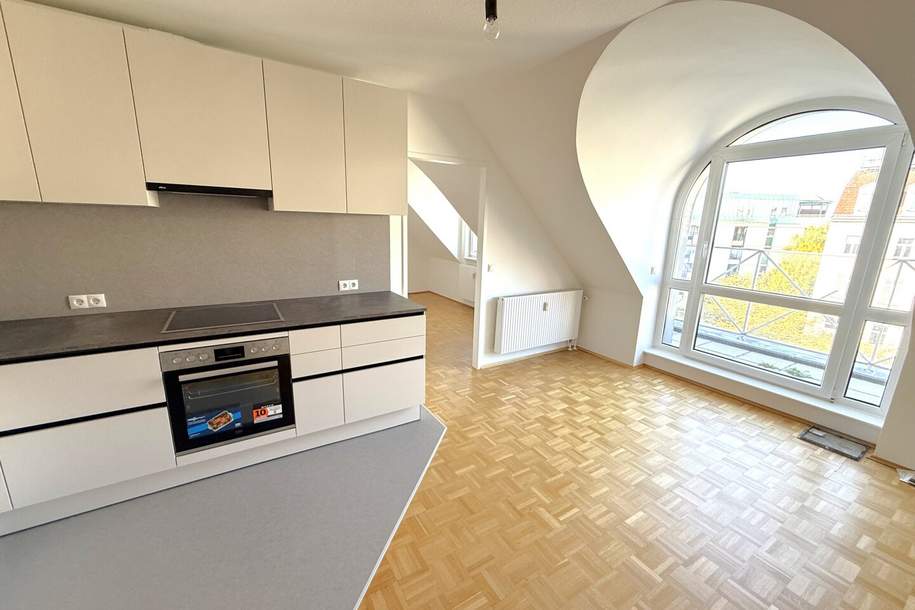 Traumhafte Dachgeschoss-Maisonette mit zwei Terrassen &amp; Tiefgarage – ruhig wohnen zwischen Donaukanal und Augarten - jetzt zugreifen!, Wohnung-miete, 1.942,68,€, 1200 Wien 20., Brigittenau