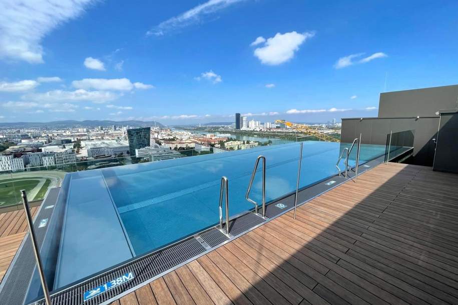 Kleine Perle im ultramodernen Wohnhaus mit Pool am Dach zu mieten // Small gem in an ultra-modern apartm. building with pool on the roof for rent //, Wohnung-miete, 1.721,31,€, 1020 Wien 2., Leopoldstadt