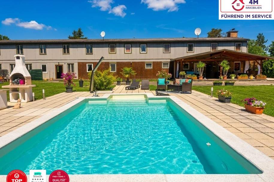 Luxus trifft Potenzial – 20-Zimmer-Mehrfamilienhaus mit Pool, Garten, Garage, Werkstatt &amp; Hebebühne, Haus-kauf, 1.499.000,€, 2231 Gänserndorf