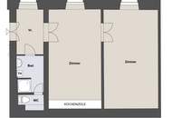 Typisch Wiener Altbauflair mit Flügeltüren und Holzkastenfenstern! Hofseitige 2-Zimmer-Wohnung im 4. Liftstock!