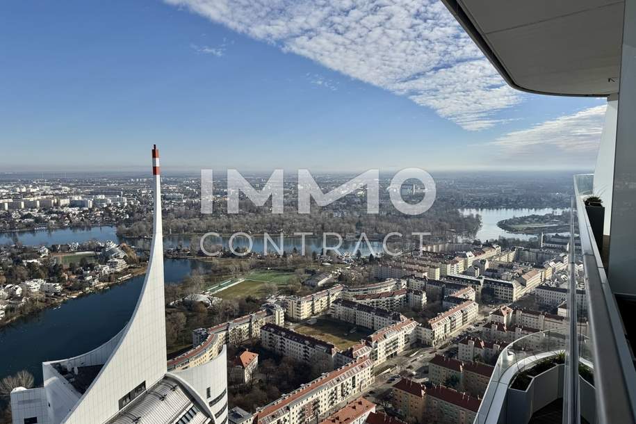 Exklusive 120m² Luxuswohnung mit 20m² Balkon &amp; atemberaubendem Kahlenberg-Blick im 45. Stock, Wohnung-kauf, 1.750.000,€, 1220 Wien 22., Donaustadt