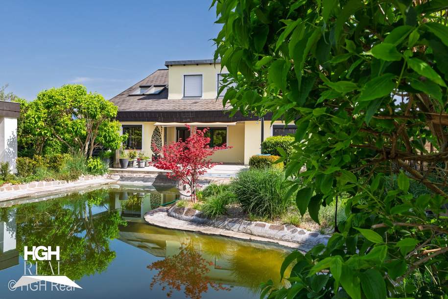 2100 Korneuburg Exklusive Villa - zwei getrennte Wohneinheiten - mit großem Schwimmteich unweit Bahnhof, Haus-kauf, 890.000,€, 2100 Korneuburg