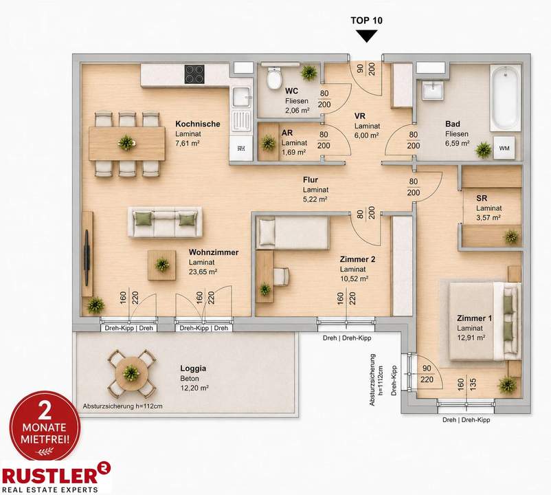 2 MONATE MIETFREI - 3-Zimmer-Wohnung mit NEUER KÜCHENEINRICHTUNG