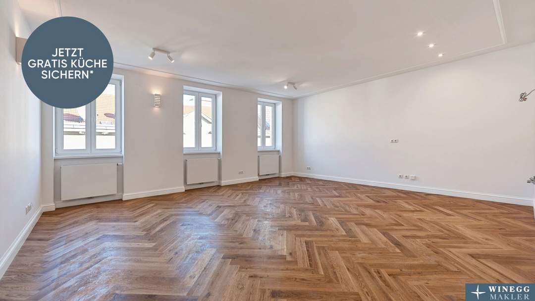 BALKONWOHNUNG im 4. Obergeschoß! Hochwertig sanierter 3-Zimmer-Stilaltbau