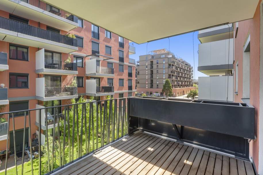 Wohnen beim Kirschblütenpark und U1 | Erstbezug mit Balkon &amp; Grünblick | Fitness und Dachterrasse inklusive, Wohnung-kauf, 385.000,€, 1220 Wien 22., Donaustadt