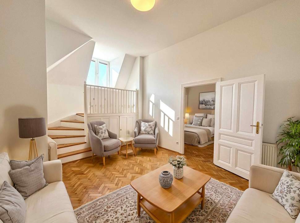 1150! Entzückende 2-Zimmer DG-Wohnung nahe U3/Schweglerplatz!
