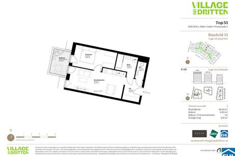URBAN DAHEIM - VILLAGE IM DRITTEN, Wohnung-kauf, 354.000,€, 1030 Wien 3., Landstraße