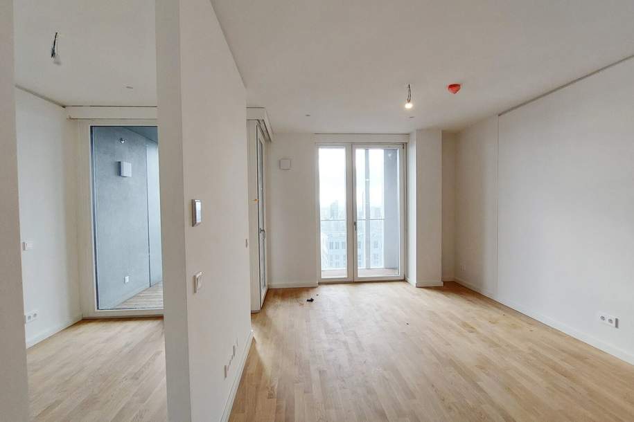 Stylische 1,5-Zi.-Wohnung mit Loggia &amp; Rooftop Pool | TOWER HOMES, Wohnung-miete, 875,00,€, 1220 Wien 22., Donaustadt