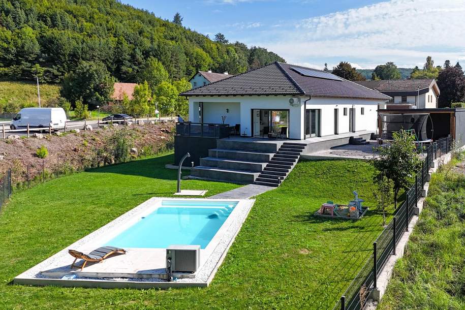 Perfekter Familienhit! Moderner Bungalow mit Pool in Wolfsgraben, Haus-kauf, 1.390.000,€, 3012 Sankt Pölten(Land)