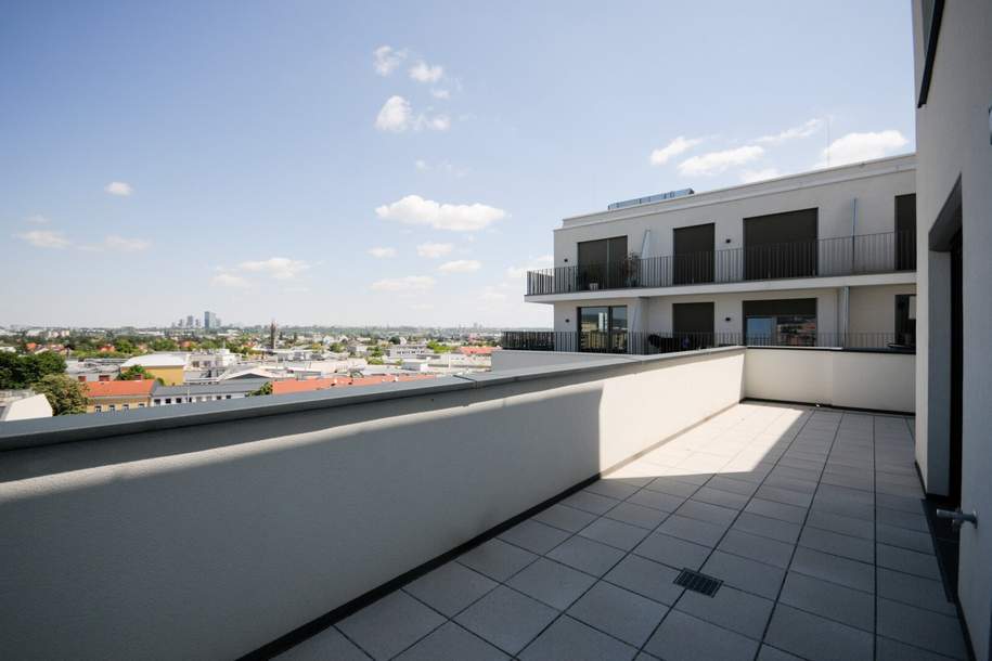 BEZAUBERNDE DG-MAISONETTE IM ERSTBEZUG: 2 ZIMMER, TERRASSE, TRAUMAUSSICHT - PROVISIONSFREI!, Wohnung-kauf, 464.000,€, 1230 Wien 23., Liesing