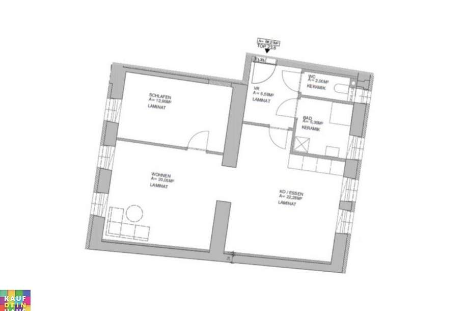 2 1/2 Zimmerwohnung - Unbefristeter Mietvertrag, Wohnung-miete, 660,00,€, 8020 Graz(Stadt)