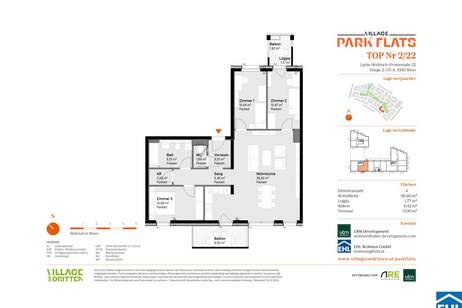 Parknähe und Urbanität – Ihr Anlageobjekt bei den PARK FLATS, Wohnung-kauf, 559.000,€, 1030 Wien 3., Landstraße