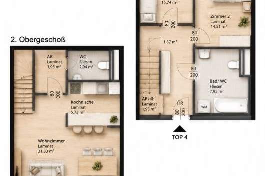 2 MONATE MIETFREI | Stilvolle Maisonette mit Loggia, Wohnung-miete, 965,78,€, 8020 Graz(Stadt)