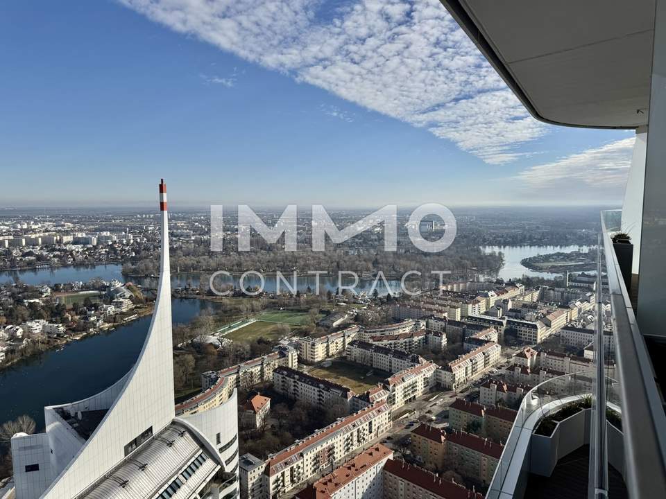 Exklusive 120m² Luxuswohnung mit 20m² Balkon &amp; atemberaubendem Kahlenberg-Blick im 45. Stock