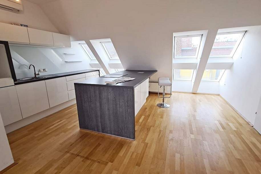 TERRASSENHIT, DACHGESCHOSS, 138 m2 Maisonette mit 45 m2 Terrasse, 3 Zimmer, Wohnküche, Wannenbad, Rembrandtstraße, Wohnung-miete, 2.688,46,€, 1020 Wien 2., Leopoldstadt