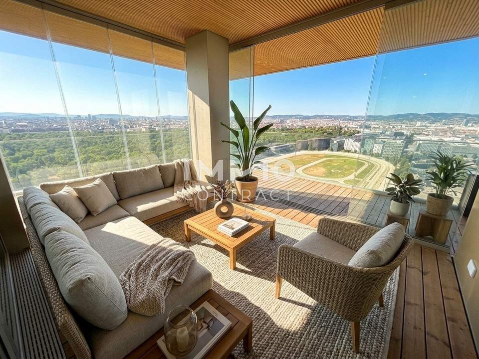 Spektakulärer Weitblick auf Prater und Donau – Eckwohnung mit Wintergarten und Terrassen im 25. Stock
