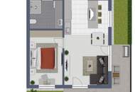 Zentrale 2-Zimmer-Eigentumswohnung mit Garten und Tiefgaragenplatz