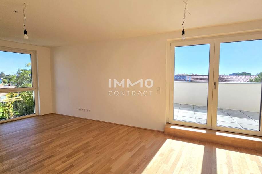 Stylische, großzügige 2-Zimmer-Dachgeschoss-Wohnung mit 23 m2 Südterrasse - Provisionsfrei!, Wohnung-kauf, 302.400,€, 2333 Bruck an der Leitha