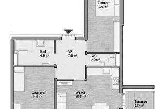 Top 08 A - Leben in Geidorf - 52,43m² Wfl mit 5m² Terrasse SW - Provisionsfrei !!, Wohnung-kauf, 292.000,€, 8010 Graz(Stadt)