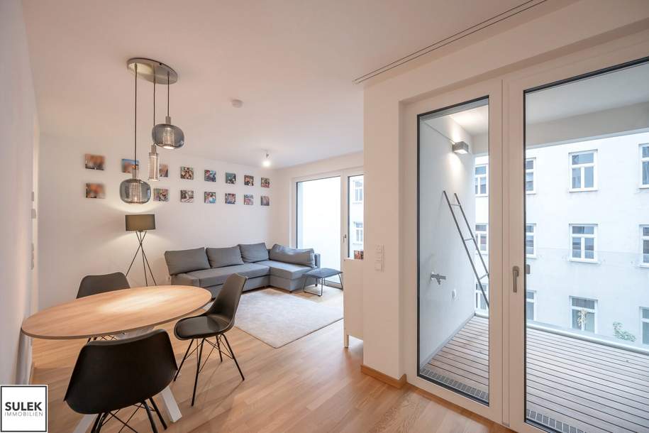 schöner Neubau! Hof- und westseitige 2 Zimmer Wohnung mit Loggia in beliebter Lage (Zieglergasse) ab 1.10.!, Wohnung-miete, 1.295,00,€, 1070 Wien 7., Neubau