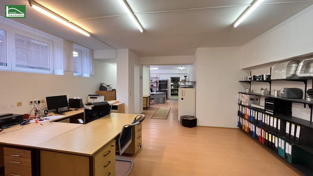 NEUR PREIS! 188m² Fläche (74m² Büro & 114m² Lager) mit eigener Einfahrt im Hinterhof. In bester Lage zwischen Wien & Bruck/Leitha.