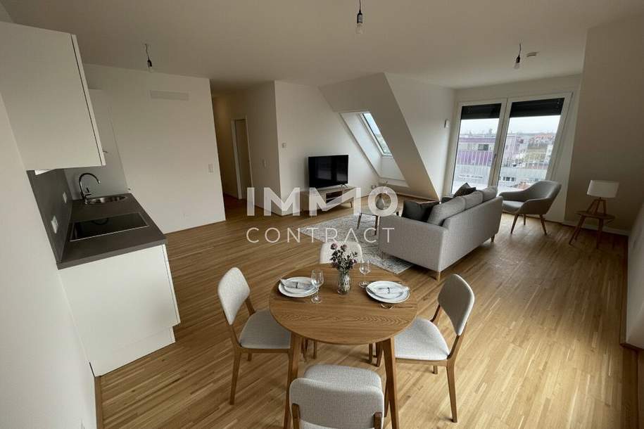 Zwei Dachterrassen, Kühlung & 2 Monate mietfrei: attraktive 3-Zimmer-DG-Wohnung, Wohnung-miete, 1.499,00,€, 1220 Wien 22., Donaustadt