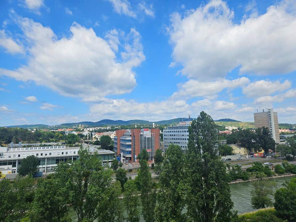 Blick auf den Kahlenberg, über den Dächern von Wien