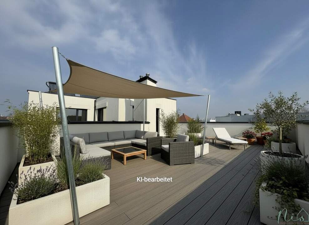 EINSTÜCK HIMMEL NUR FÜR SIE - 60 m2 uneinsichtiger Dachterrasse - Wohnküche, 3 Schlafzimmer, 2 Bäder, WC auf 2 Ebenen - FBH, Solaranlage und Wärmepumpe
