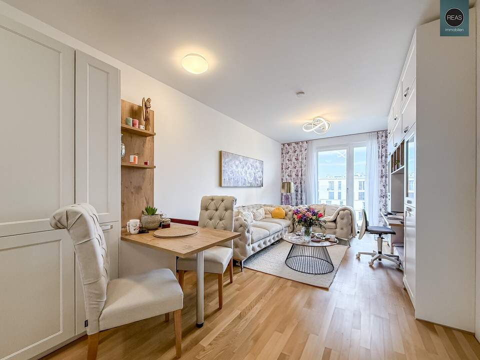 Grünareal „Freie Mitte“ - Wunderschönes Apartment mit Balkon samt Panoramablick im trendigen Nordbahnviertel! Garage verfügbar!