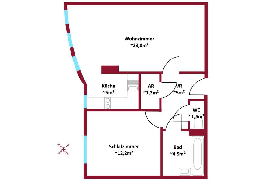 Gute Infrastruktur I Nur ca.100m zur neugestalteten Reinprechtsdorfer Str. I Mehrfachverglasung mit Außenjalousien I, Wohnung-kauf, 299.000,€, 1050 Wien 5., Margareten