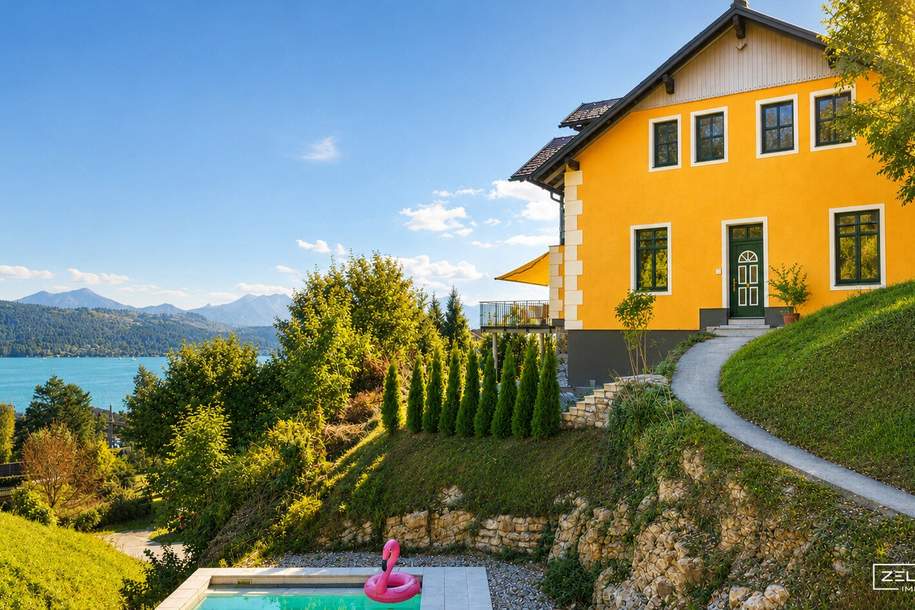 PÖRTSCHACH | Villa mit traumhaftem Seeblick | Pool | ca. 200m Luftlinie zum See | Aufzug | ZELLMANN IMMOBILIEN, Haus-kauf, 3.336.000,€, 9210 Klagenfurt Land