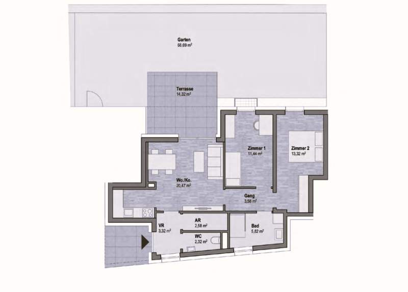 Graz Geidorf Neubauprojekt: Exklusive Eigentumswohnung (62m²) mit Terrasse und Garten in bester Lage! Provisionsfrei